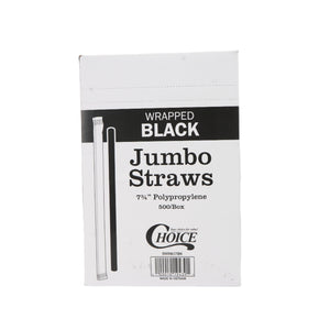 7 3/4" Black Wrapped Straws - Choice - 500/Box
