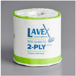 Lavex Individually-Wrapped 2-Ply Standard 500 Sheet Toilet Paper Roll - 96/case