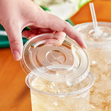 Choice Clear Plastic Flat Lid with Straw Slot for 32oz - 500/Case