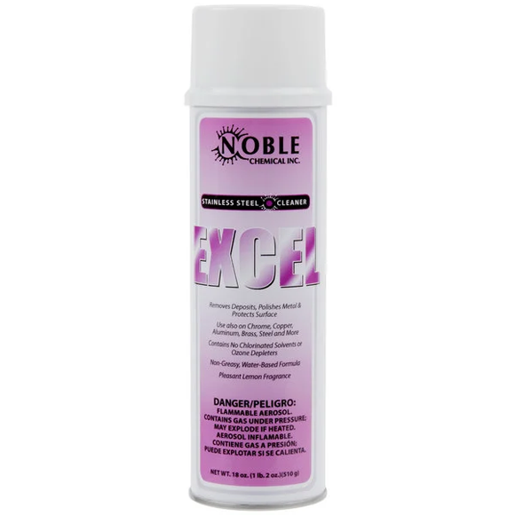 Noble Chemical 18 oz. Excel Stainless Steel Cleaner / Metal Polish - 18oz Aerosol Can