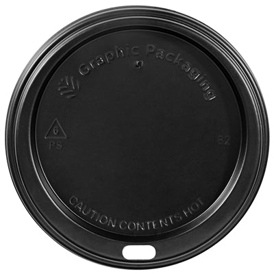Graphic Packaging - BLACK Hot Cup Lid - Case of 1,200